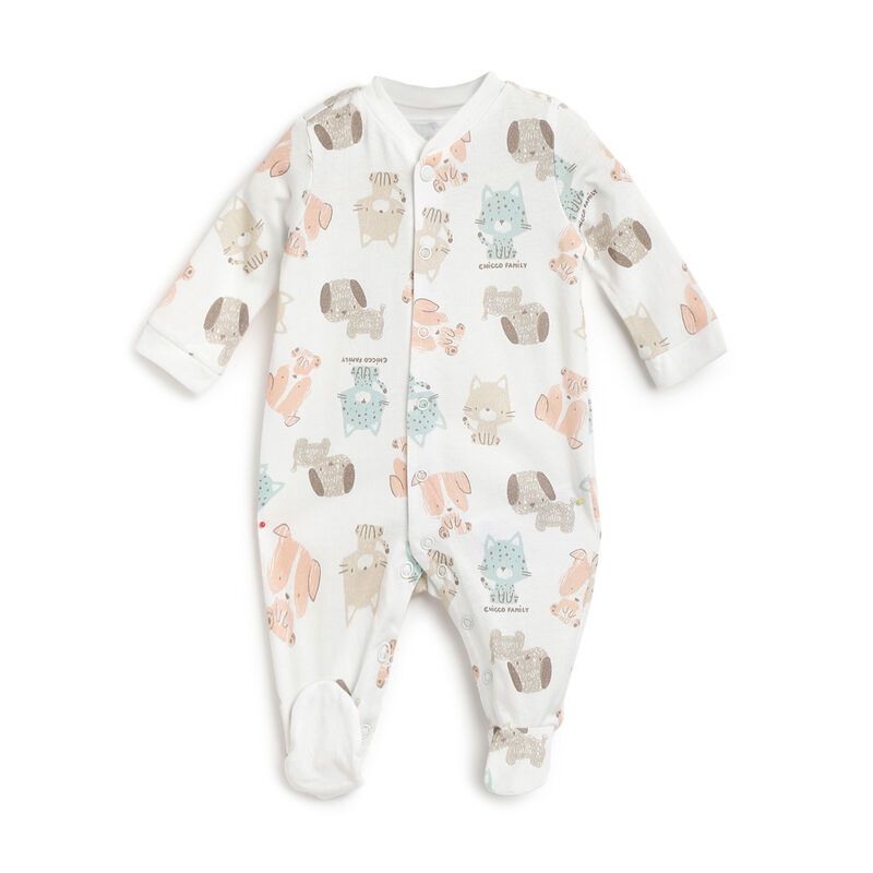 Infants Natural Printed Front Opening Babysuit image number 0